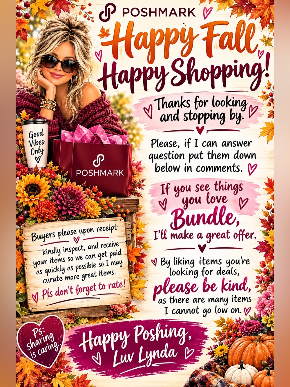 Happy Fall Shopping Banner - Autumn Pink and Burgundy